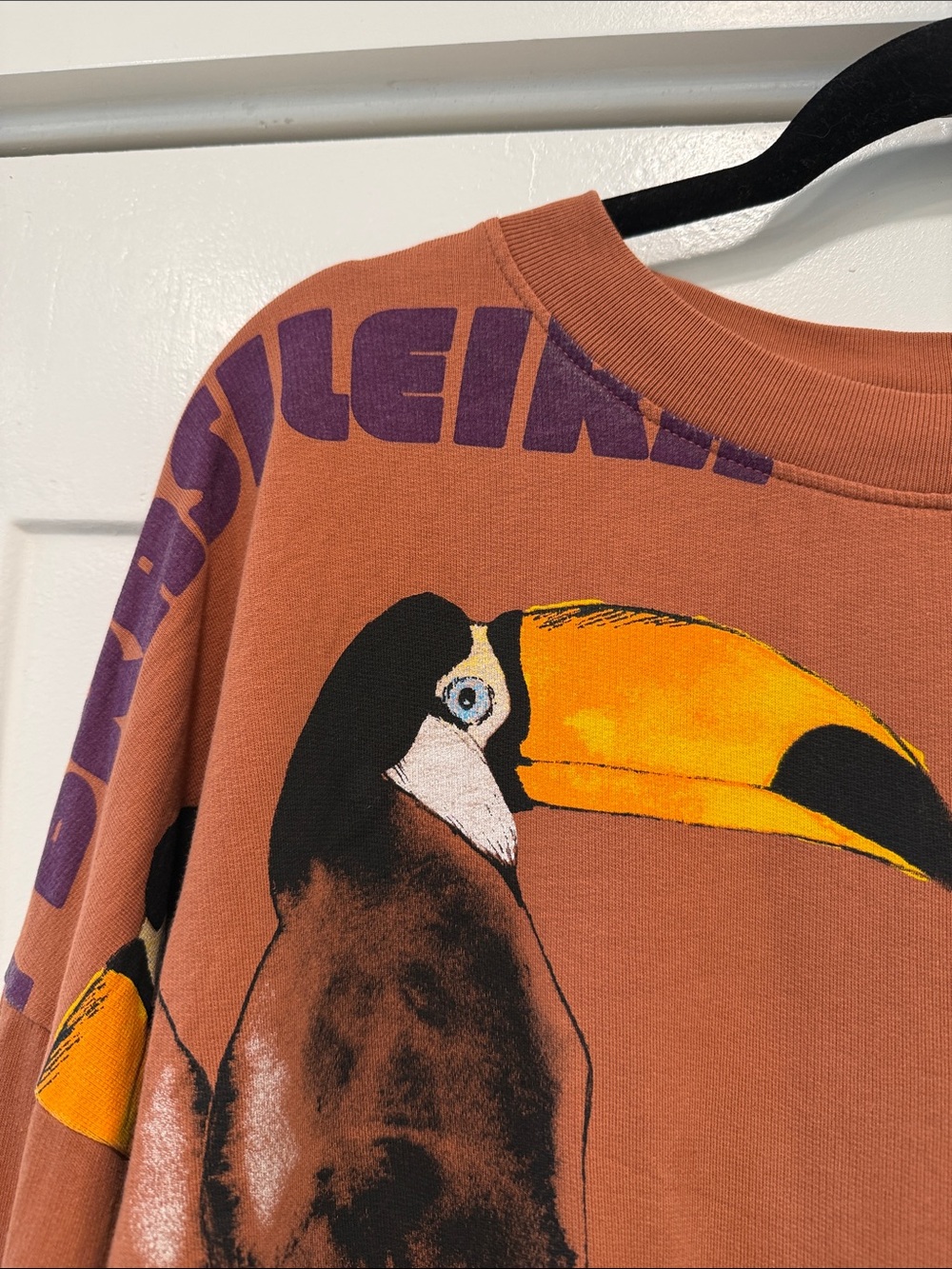FARM Rio Rust Graphic Crewneck Sweater with Toucan Print size large - Picture 3 of 11